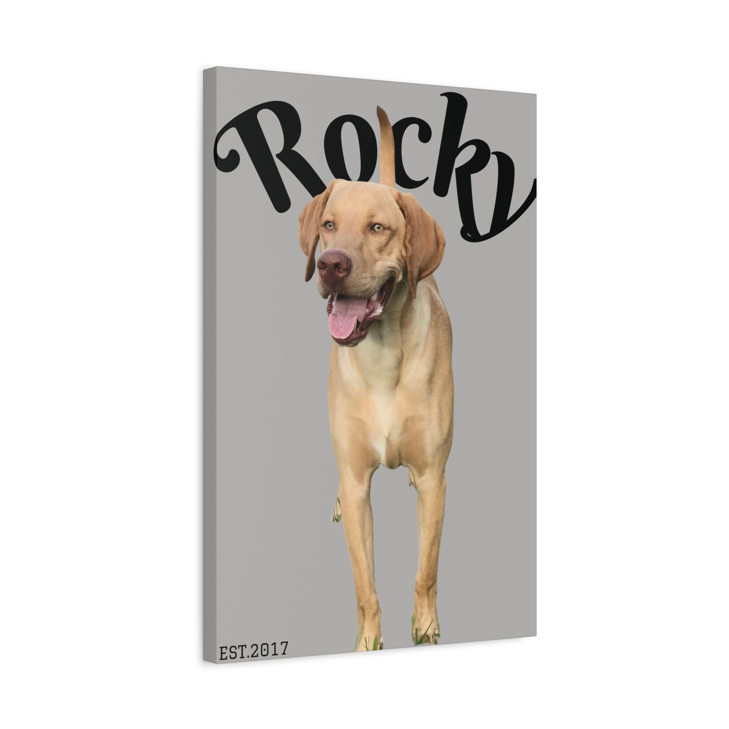 Custom Pet Canvas – Name & Birth Year Design (Light Grey Background)
