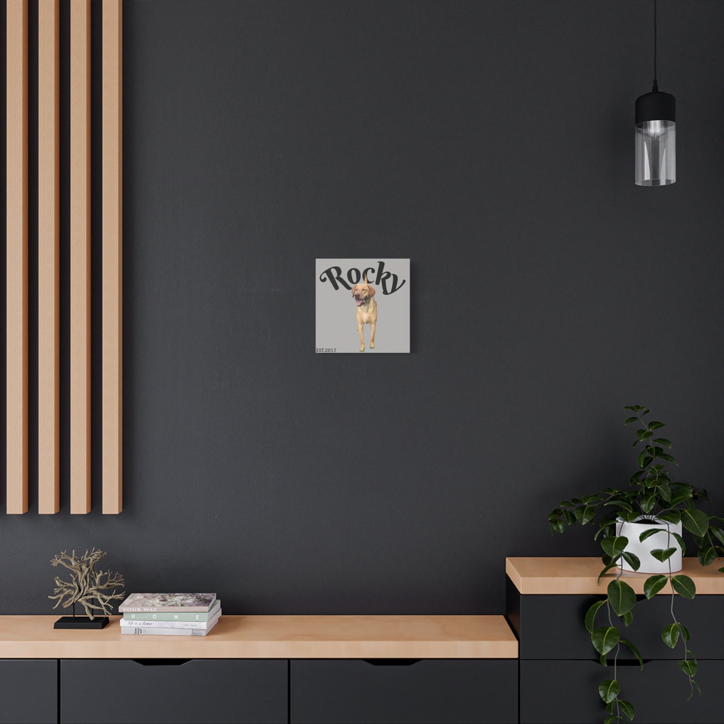Custom Pet Canvas – Name & Birth Year Design (Light Grey Background)