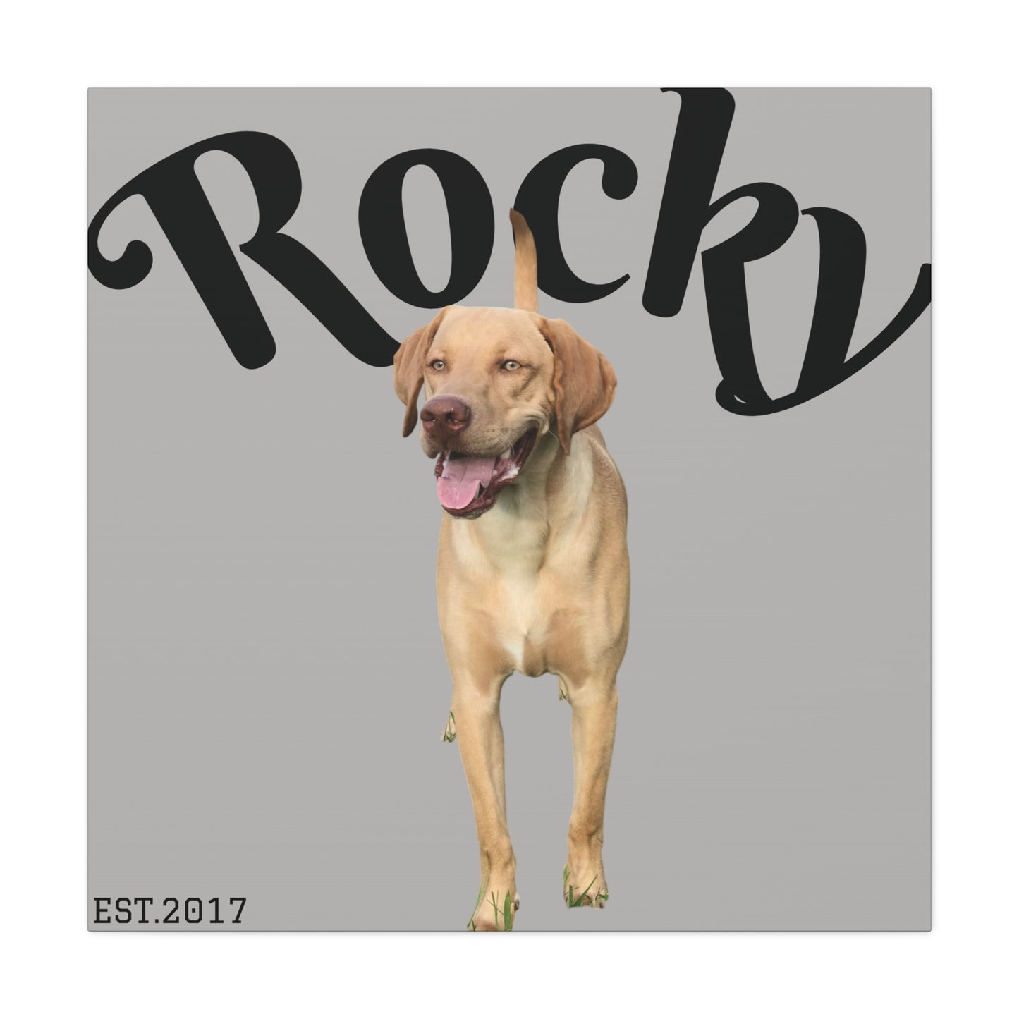 Custom Pet Canvas – Name & Birth Year Design (Light Grey Background)