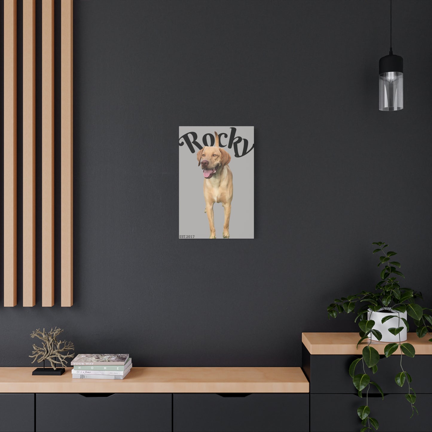 Custom Pet Canvas – Name & Birth Year Design (Light Grey Background)