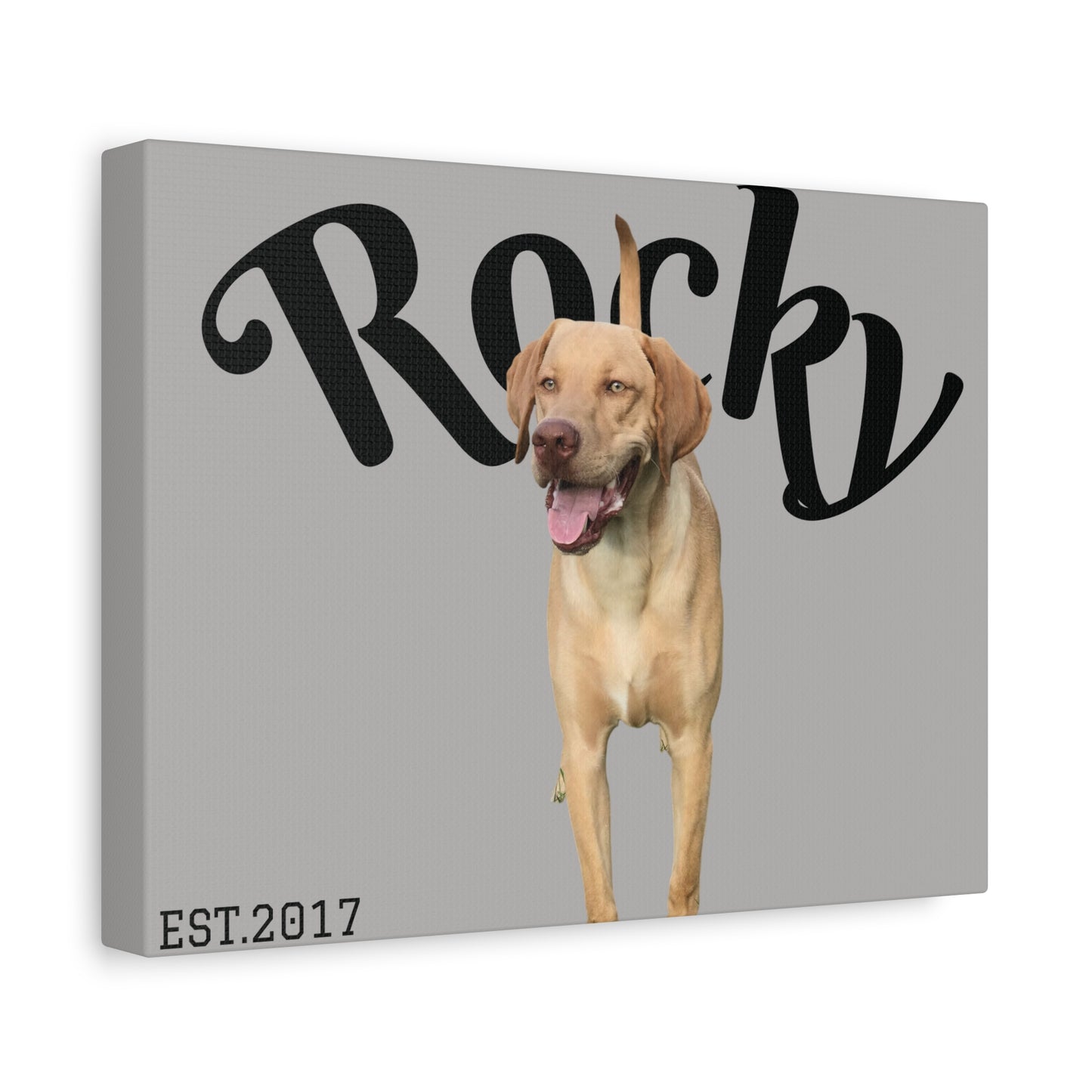 Custom Pet Canvas – Name & Birth Year Design (Light Grey Background)