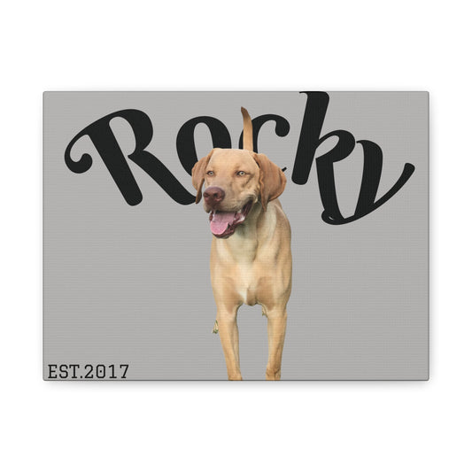 Custom Pet Canvas – Name & Birth Year Design (Light Grey Background)