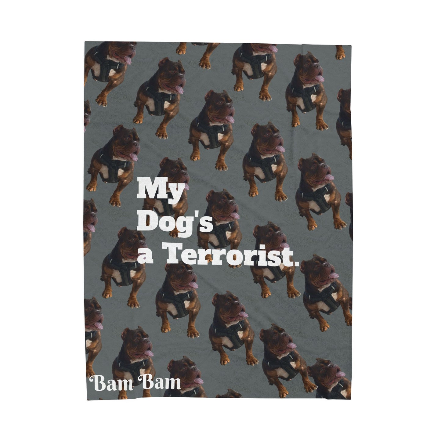 Blanket - 'My Dog's a Terrorist' Personalized with Pet Pictures and Name