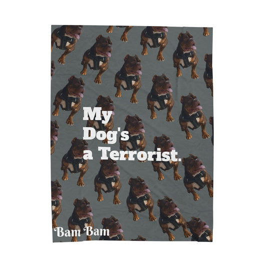 Blanket - 'My Dog's a Terrorist' Personalized with Pet Pictures and Name