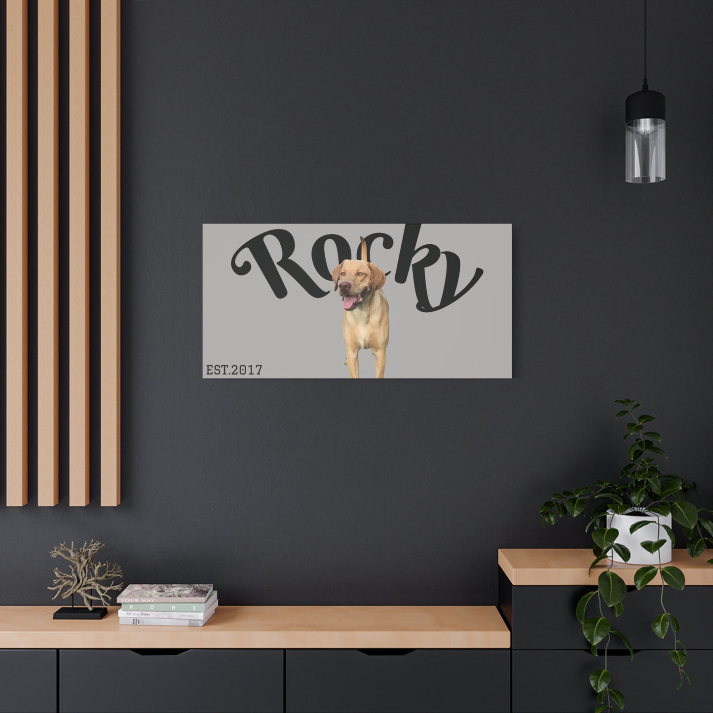 Custom Pet Canvas – Name & Birth Year Design (Light Grey Background)