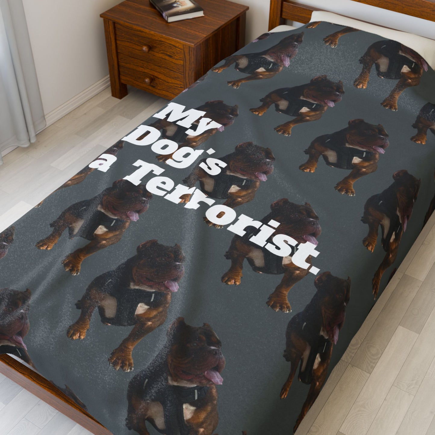Blanket - 'My Dog's a Terrorist' Personalized with Pet Pictures and Name