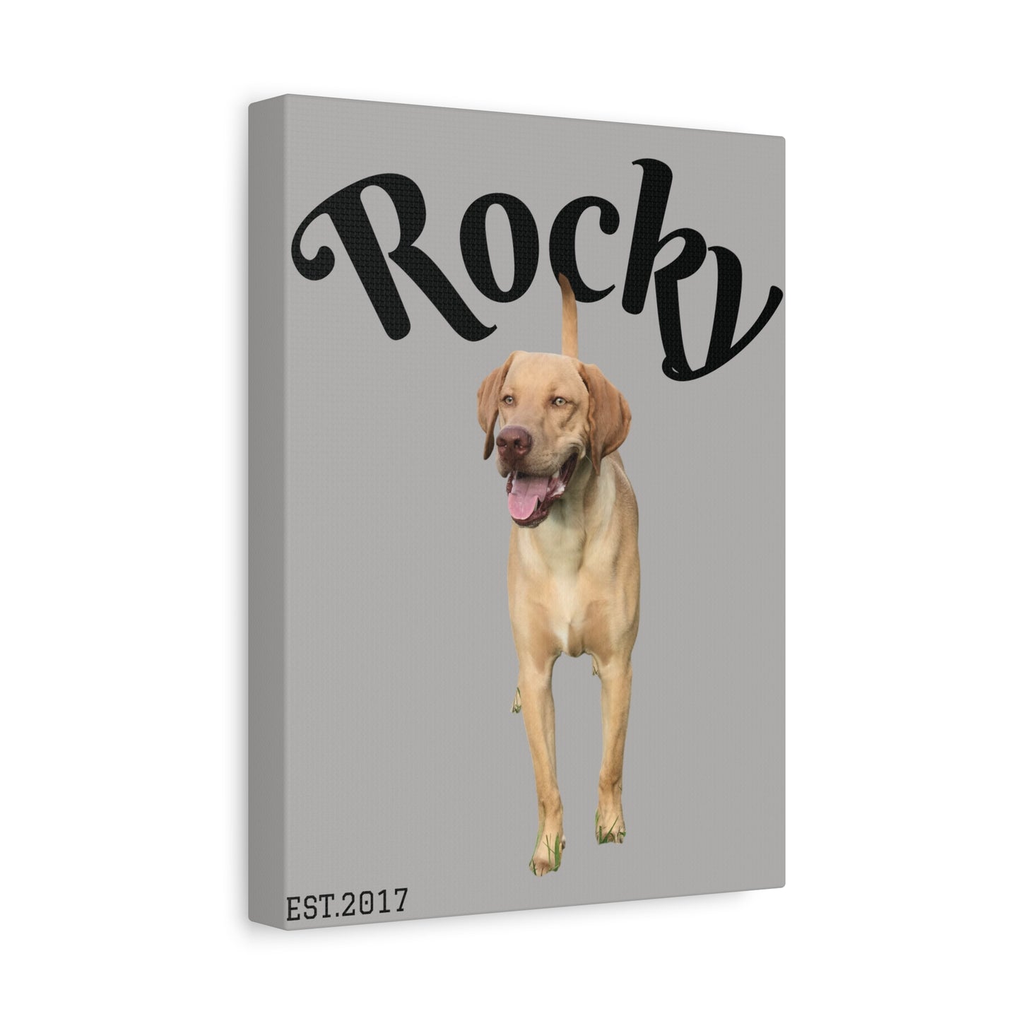 Custom Pet Canvas – Name & Birth Year Design (Light Grey Background)
