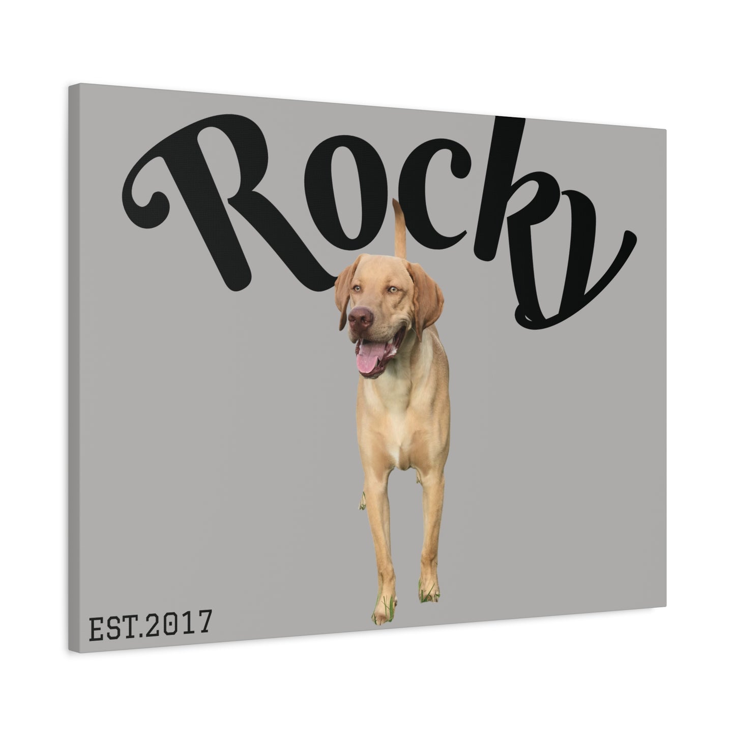 Custom Pet Canvas – Name & Birth Year Design (Light Grey Background)