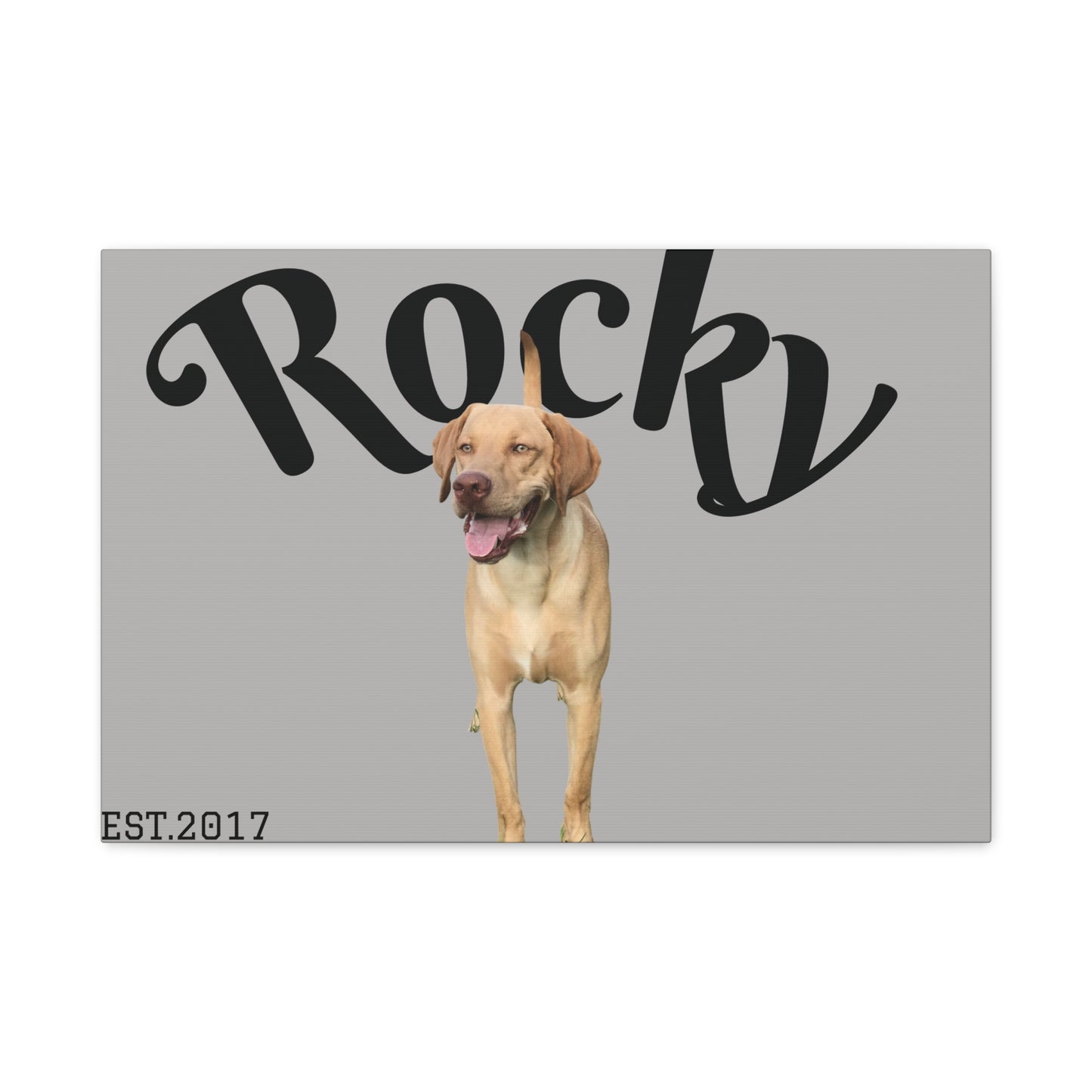 Custom Pet Canvas – Name & Birth Year Design (Light Grey Background)