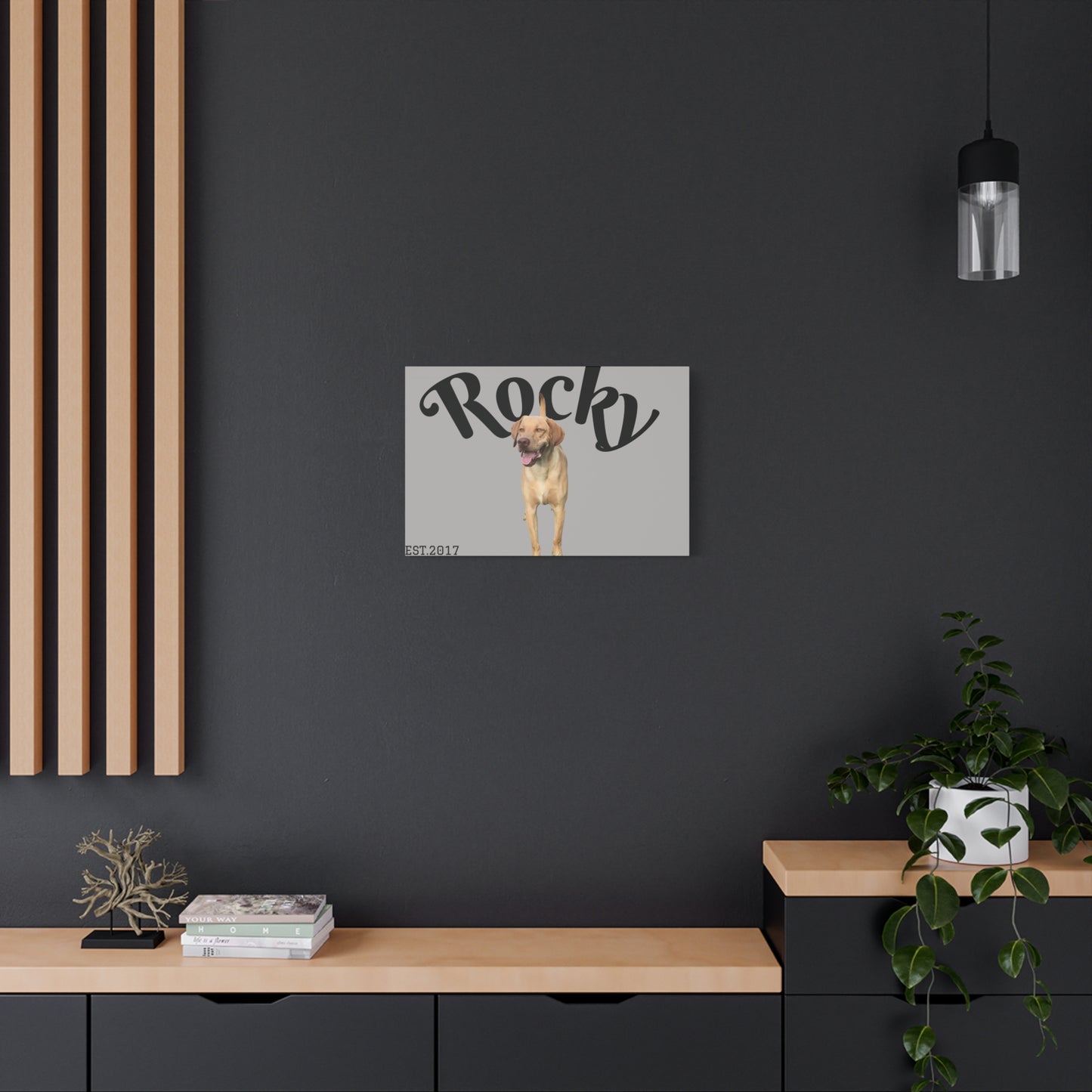 Custom Pet Canvas – Name & Birth Year Design (Light Grey Background)