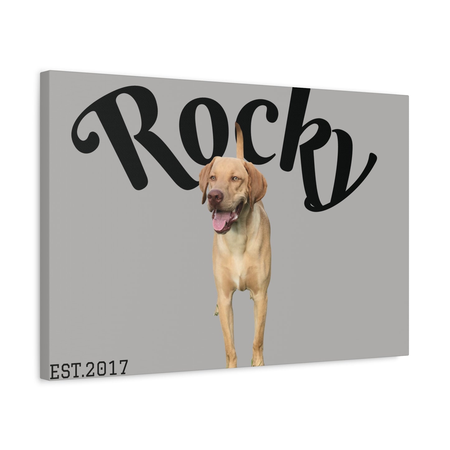 Custom Pet Canvas – Name & Birth Year Design (Light Grey Background)