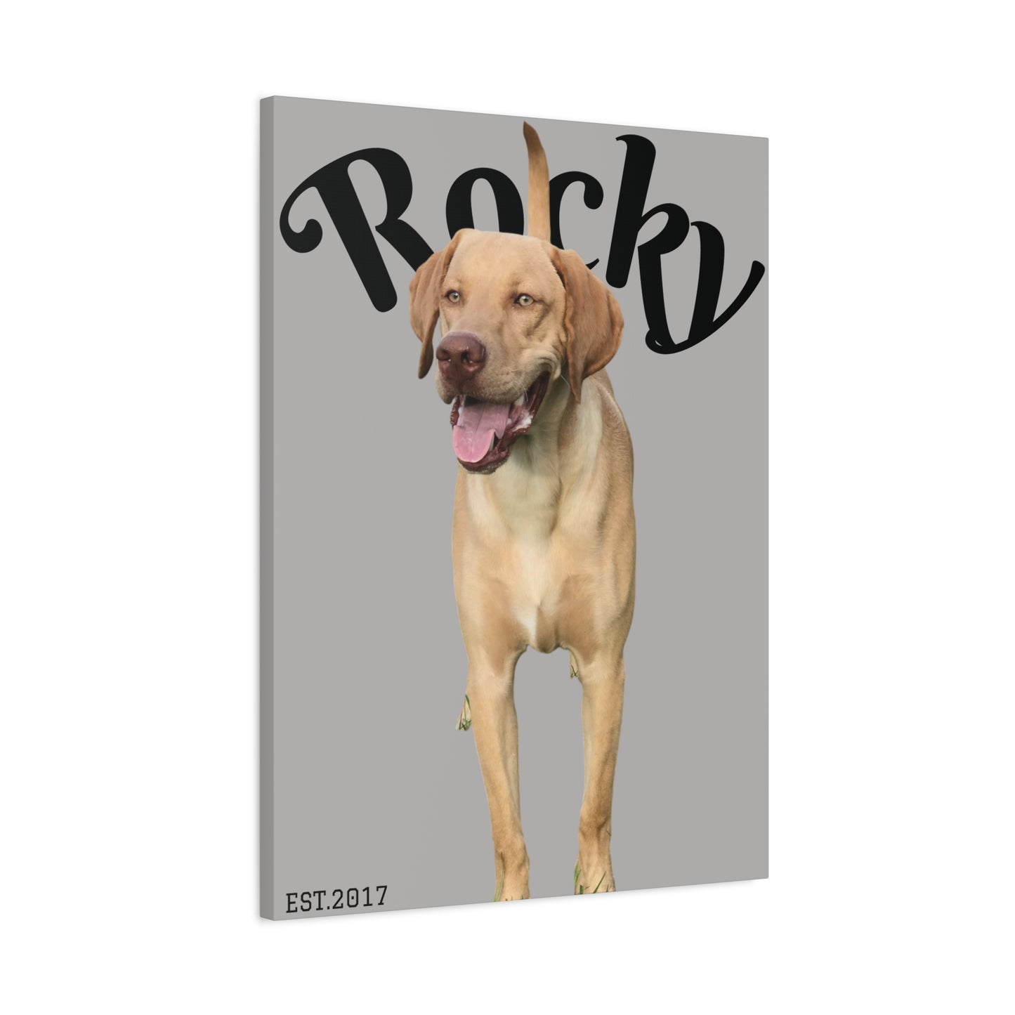 Custom Pet Canvas – Name & Birth Year Design (Light Grey Background)