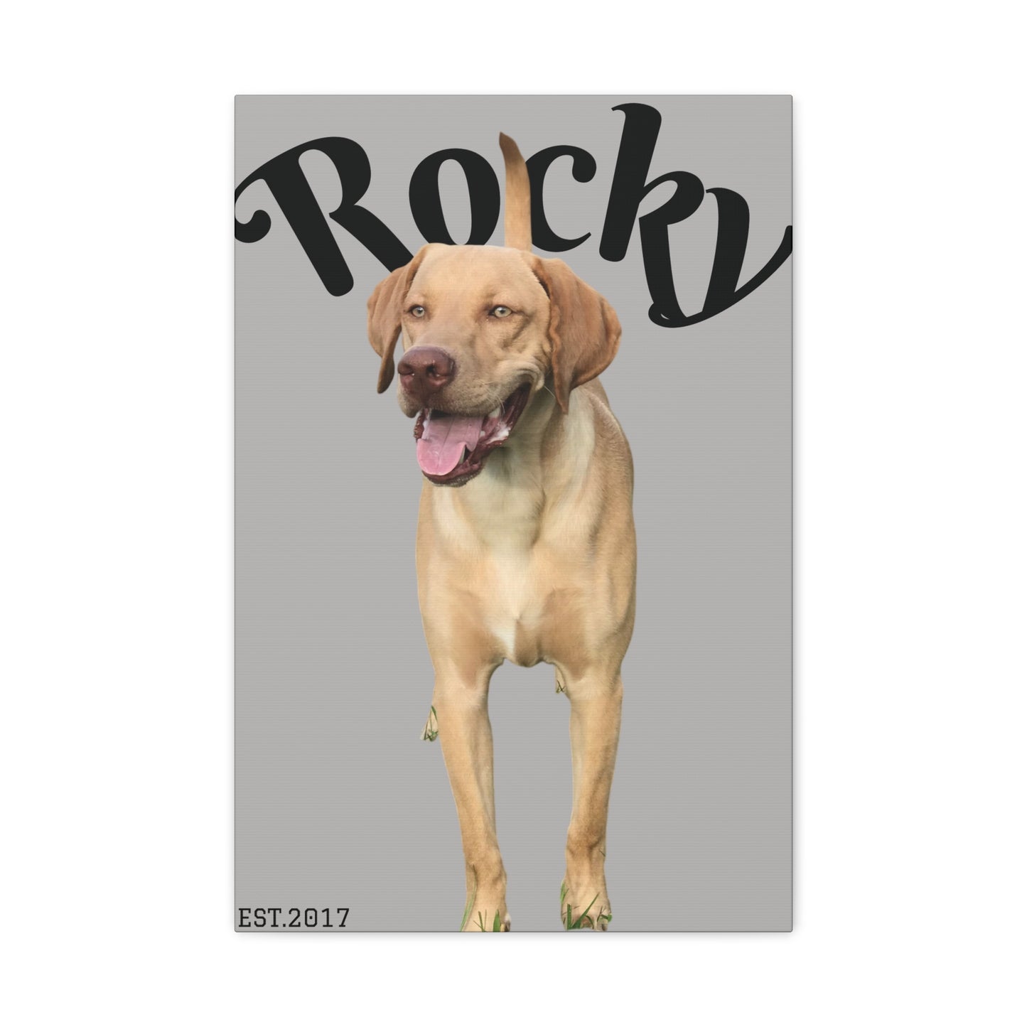 Custom Pet Canvas – Name & Birth Year Design (Light Grey Background)