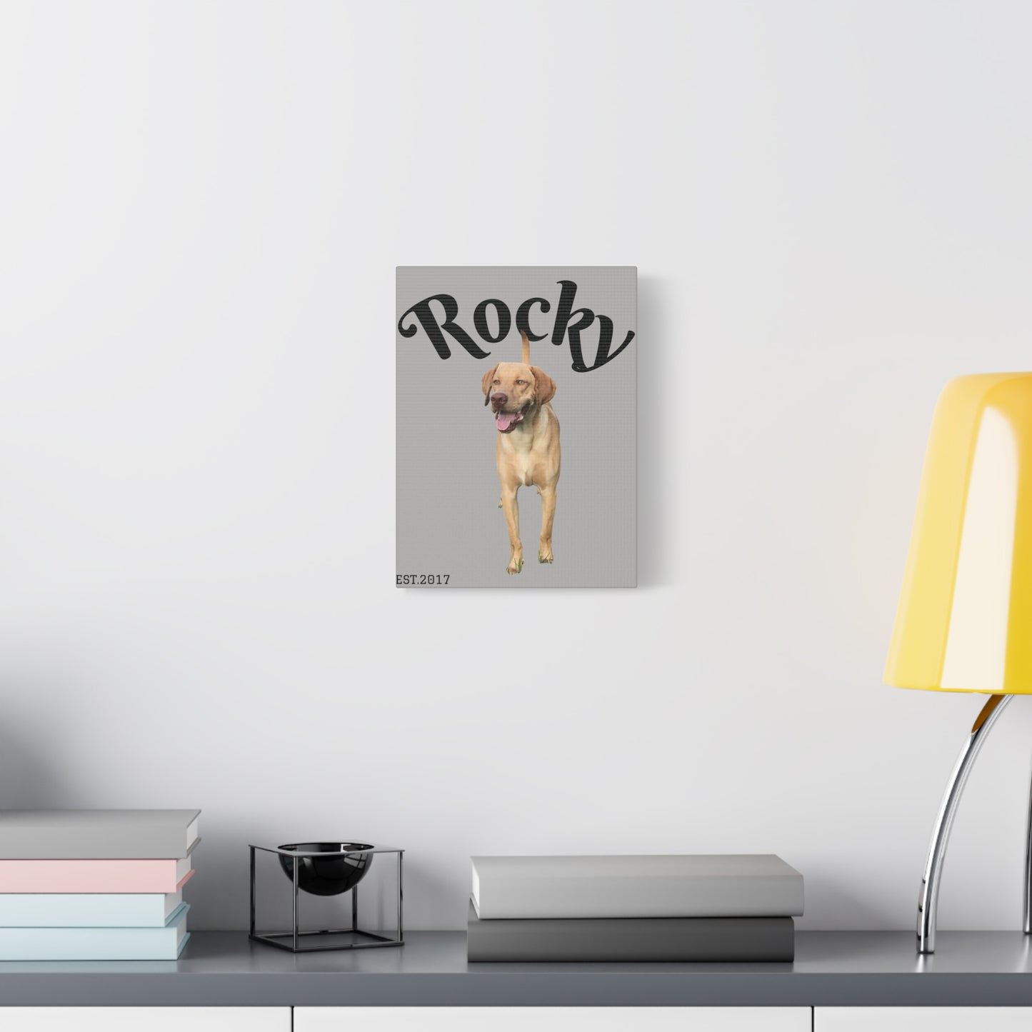 Custom Pet Canvas – Name & Birth Year Design (Light Grey Background)