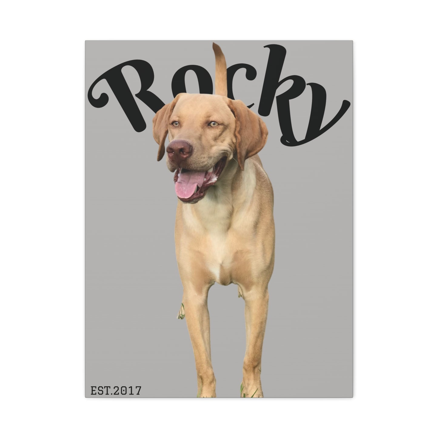 Custom Pet Canvas – Name & Birth Year Design (Light Grey Background)