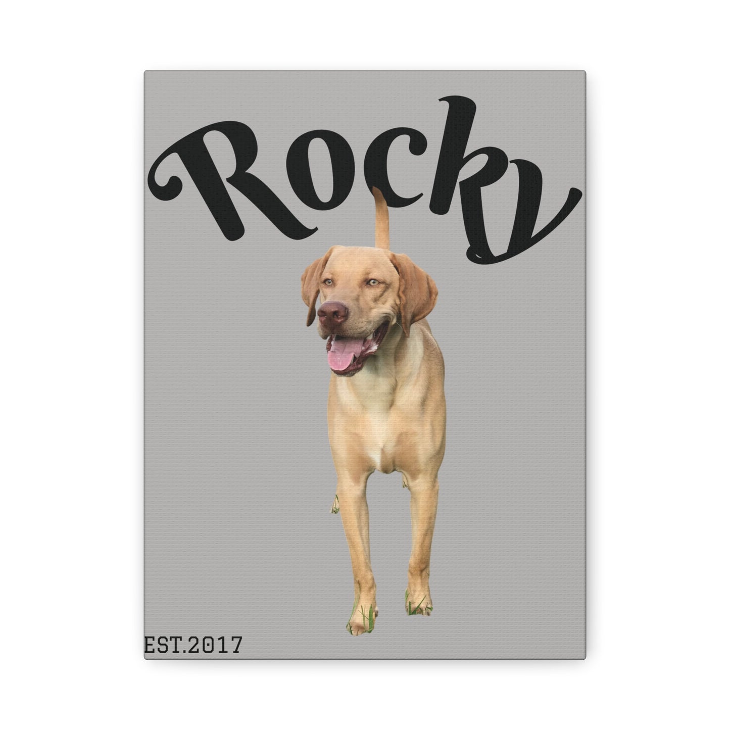 Custom Pet Canvas – Name & Birth Year Design (Light Grey Background)
