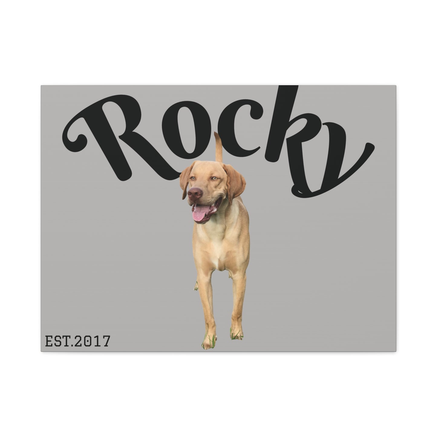 Custom Pet Canvas – Name & Birth Year Design (Light Grey Background)