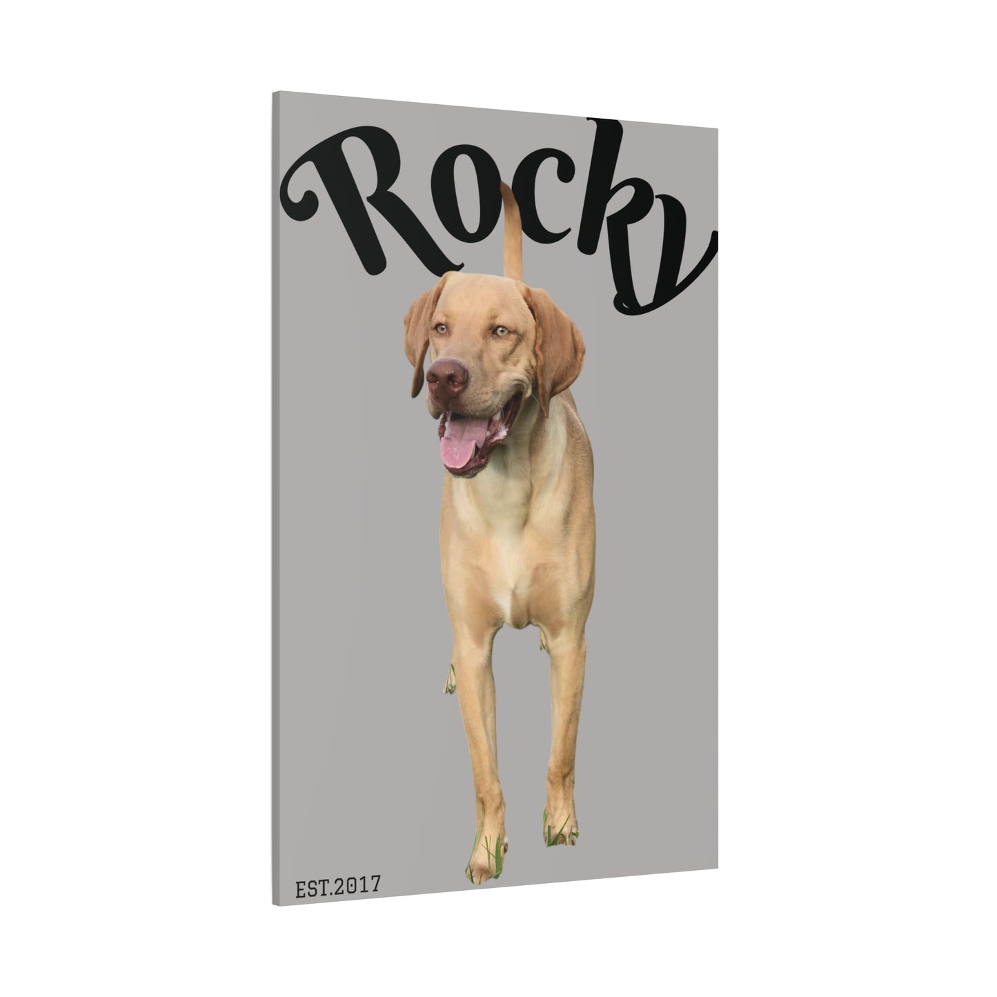 Custom Pet Canvas – Name & Birth Year Design (Light Grey Background)