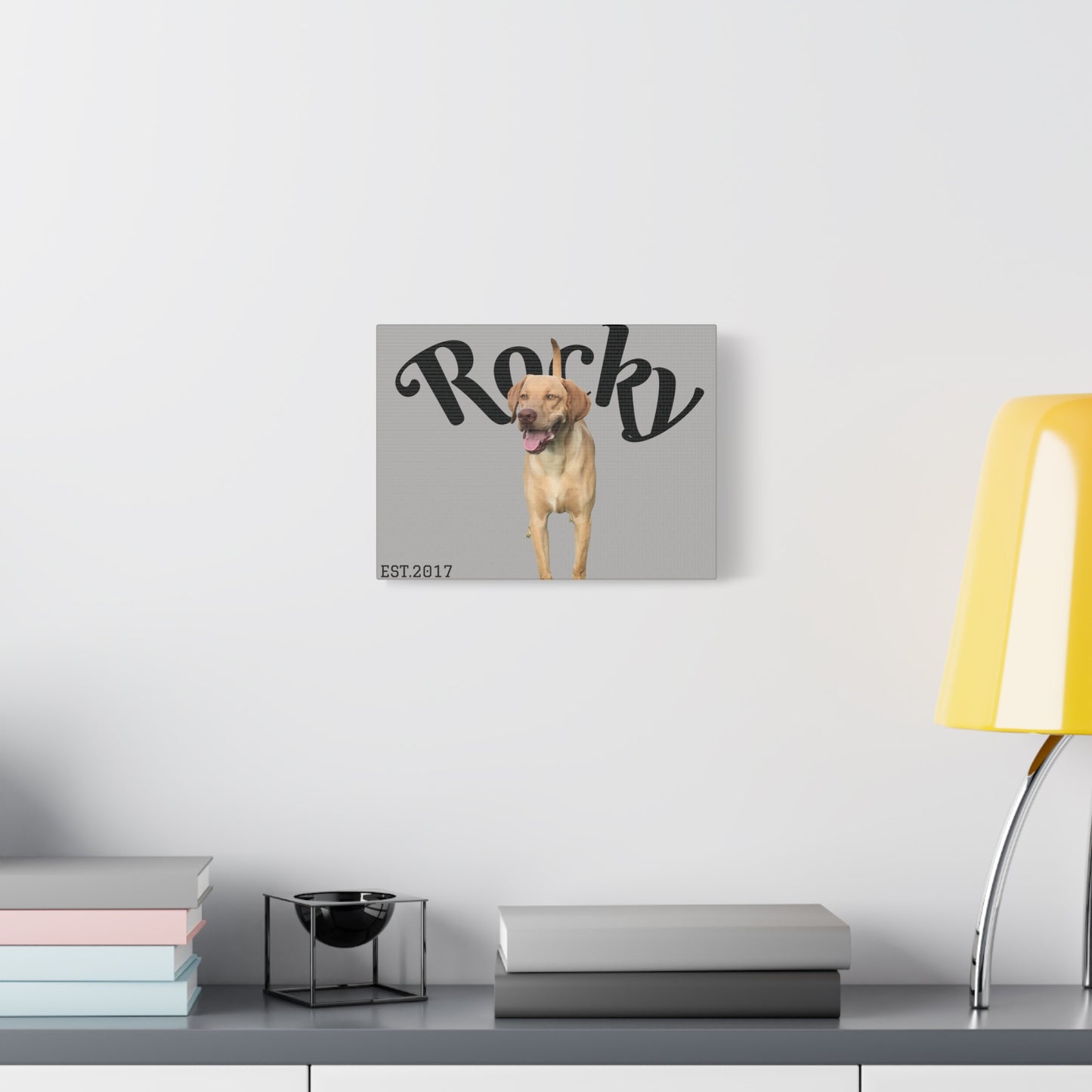 Custom Pet Canvas – Name & Birth Year Design (Light Grey Background)