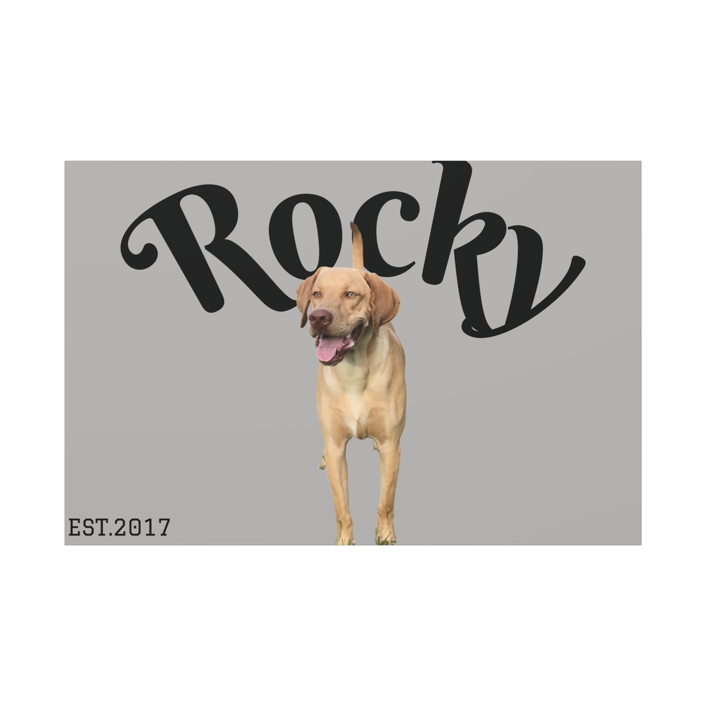 Custom Pet Canvas – Name & Birth Year Design (Light Grey Background)