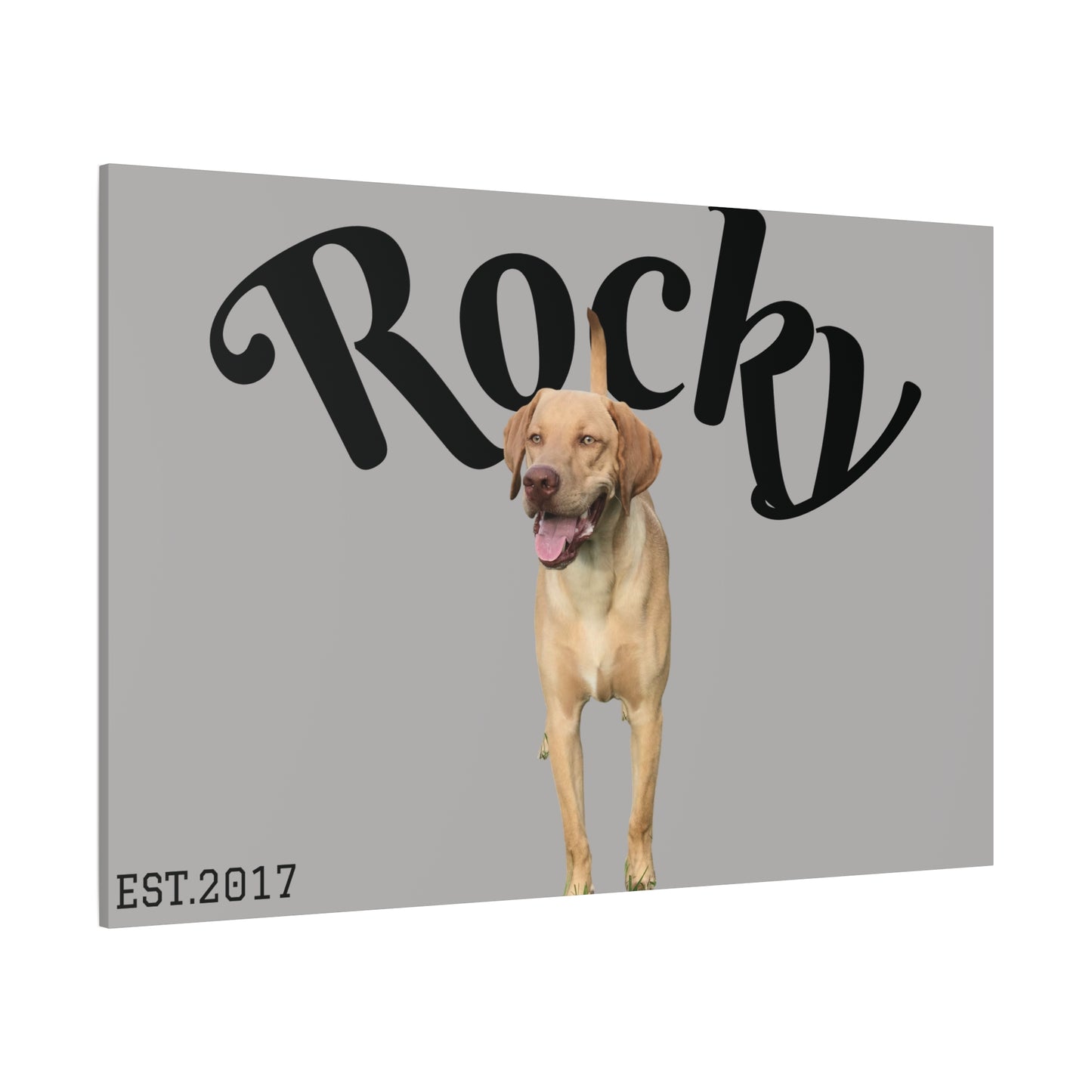 Custom Pet Canvas – Name & Birth Year Design (Light Grey Background)