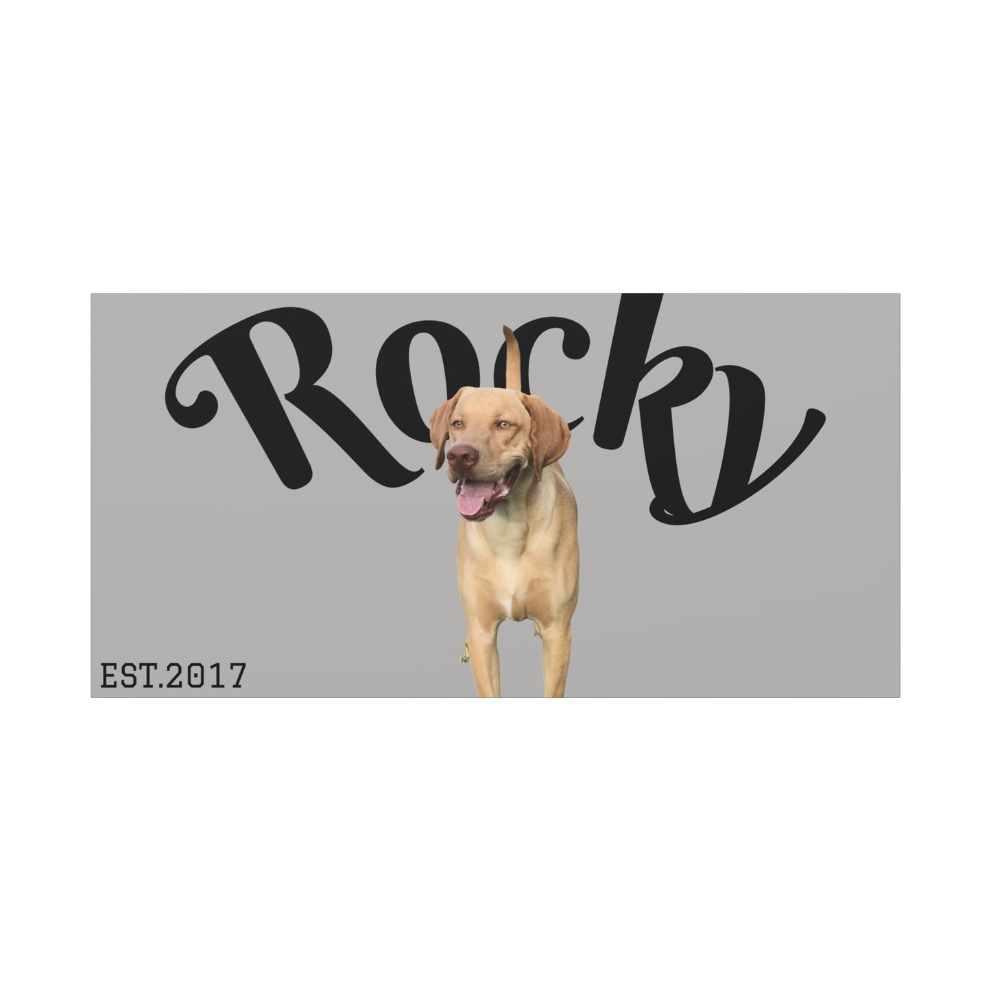 Custom Pet Canvas – Name & Birth Year Design (Light Grey Background)