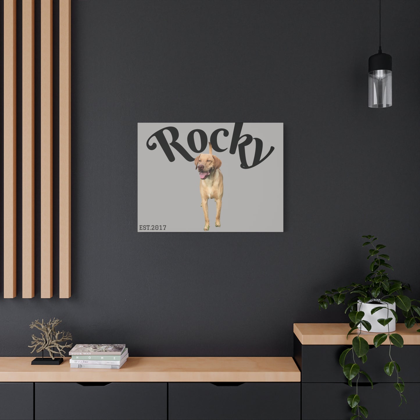 Custom Pet Canvas – Name & Birth Year Design (Light Grey Background)