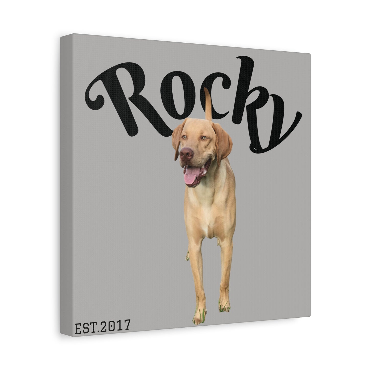 Custom Pet Canvas – Name & Birth Year Design (Light Grey Background)