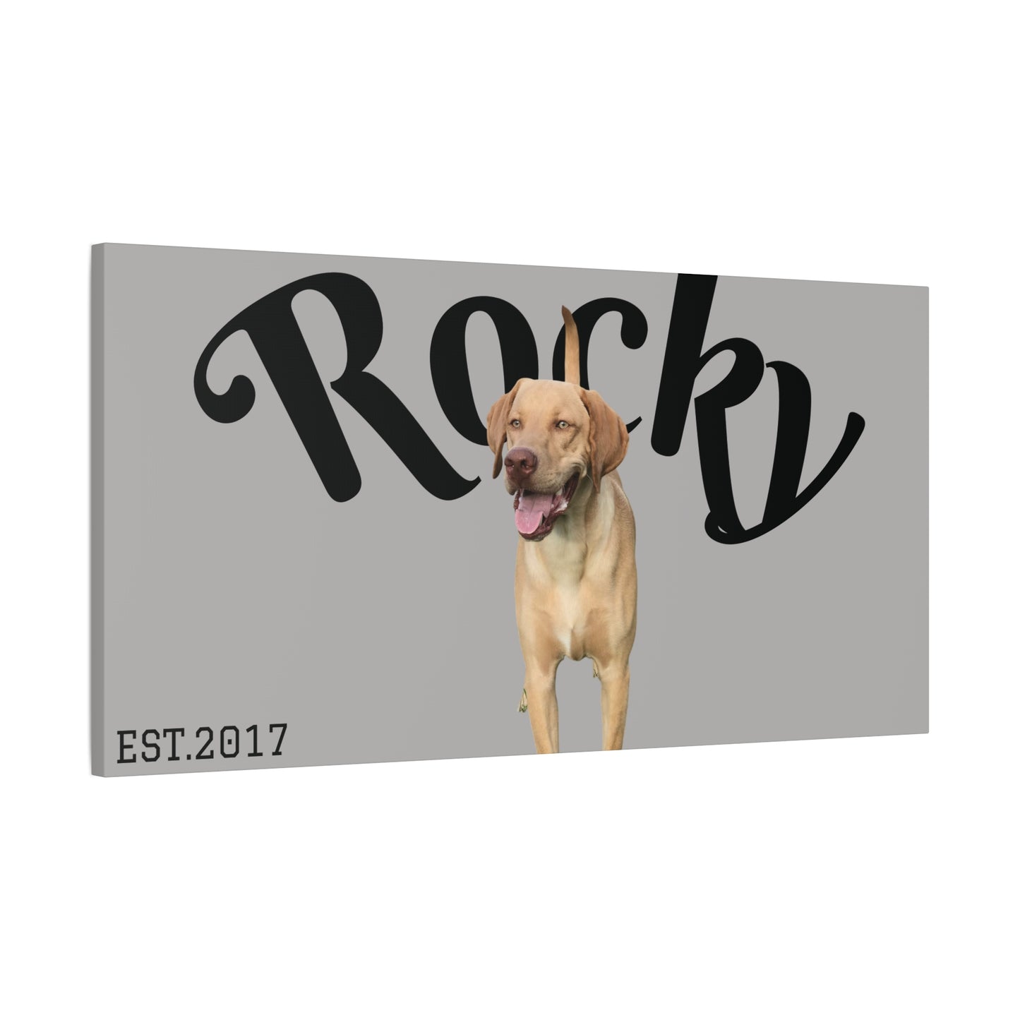 Custom Pet Canvas – Name & Birth Year Design (Light Grey Background)