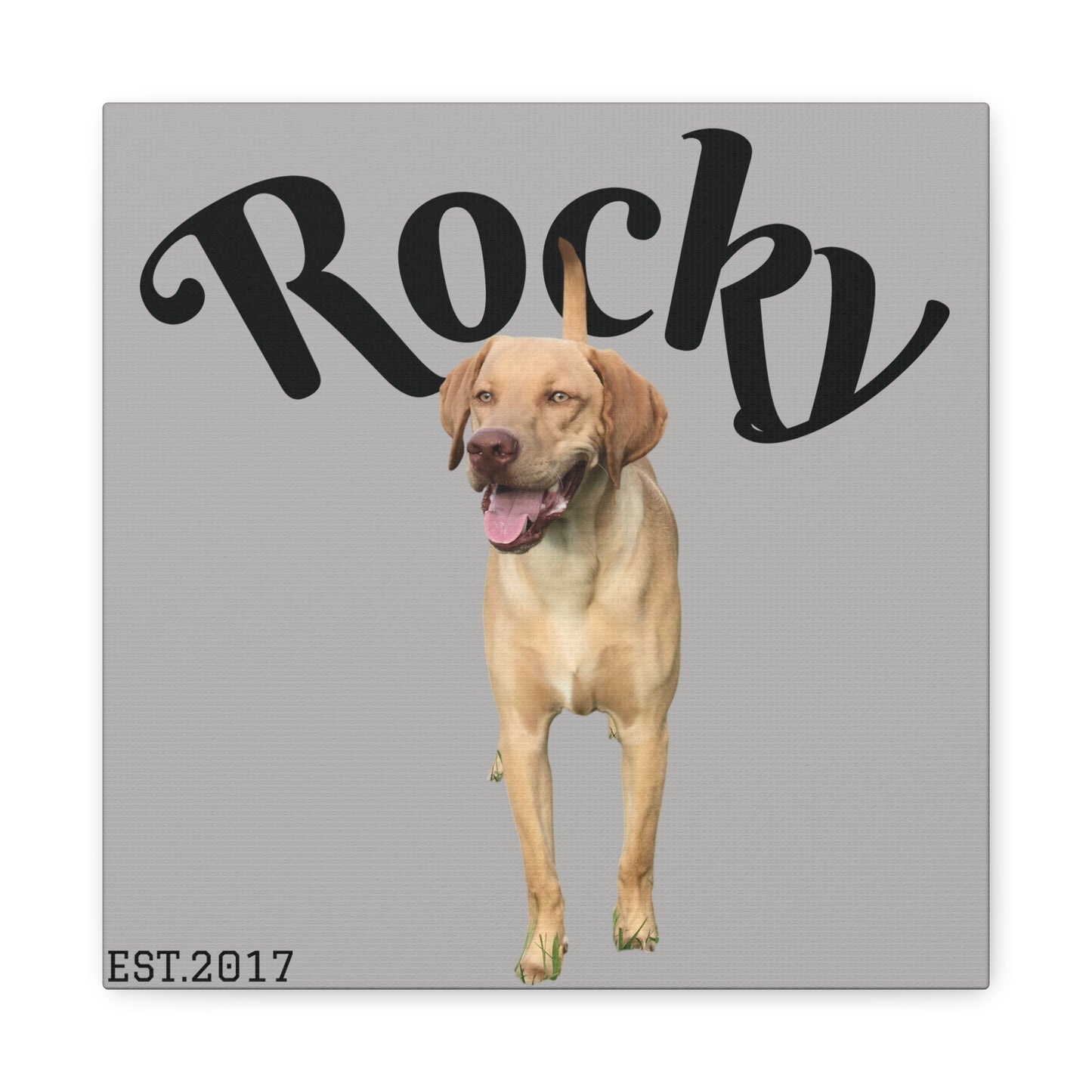 Custom Pet Canvas – Name & Birth Year Design (Light Grey Background)
