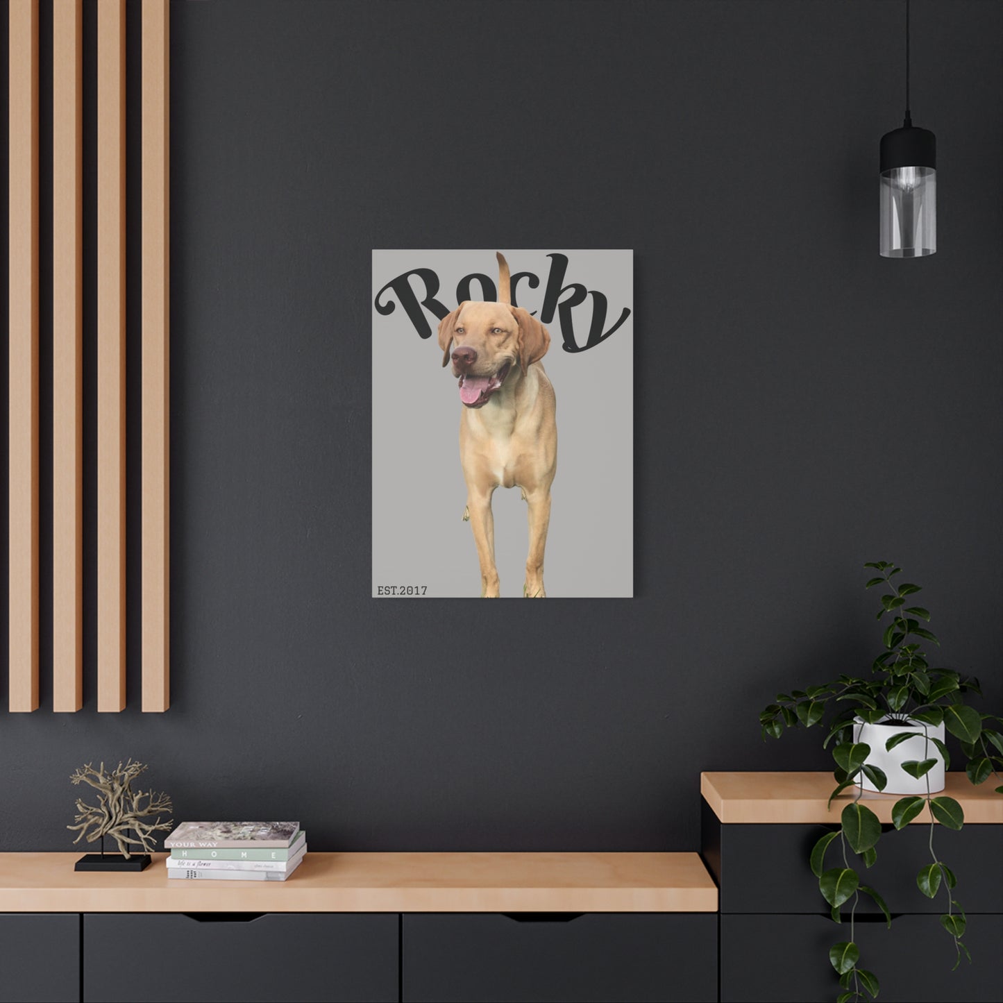 Custom Pet Canvas – Name & Birth Year Design (Light Grey Background)