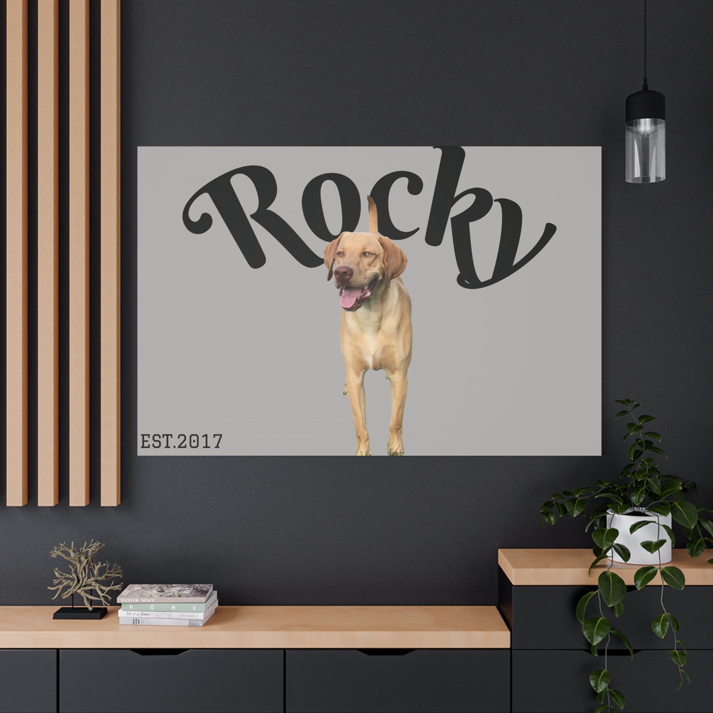 Custom Pet Canvas – Name & Birth Year Design (Light Grey Background)