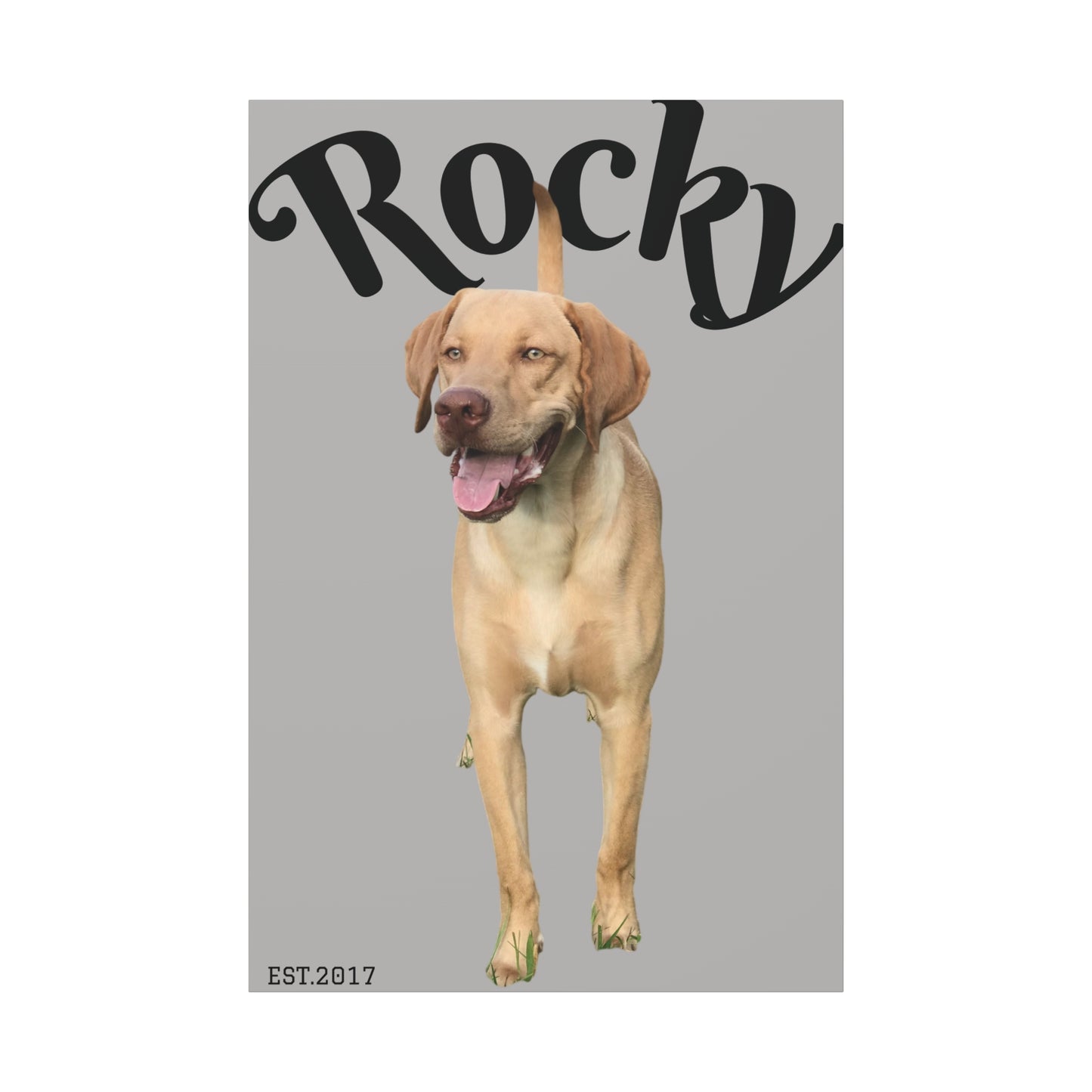 Custom Pet Canvas – Name & Birth Year Design (Light Grey Background)